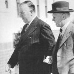 Robert Menzies with Sir George Knowles at Parliament House, 21 March