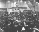 Prime Minister Menzies addressing factory workers at Coventry
