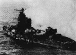 Battle of the Coral Sea: Japanese cruiser after US bombing attack 