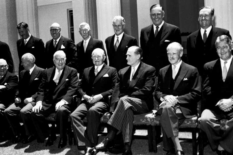 New cabinet sworn in: Prime Minister Menzies third from left