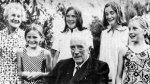 Sir Robert Menzies, aged 78, with Dame Pattie and grand-daughters, 27 December